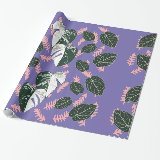 Big green leaves  wrapping paper (Unrolled)
