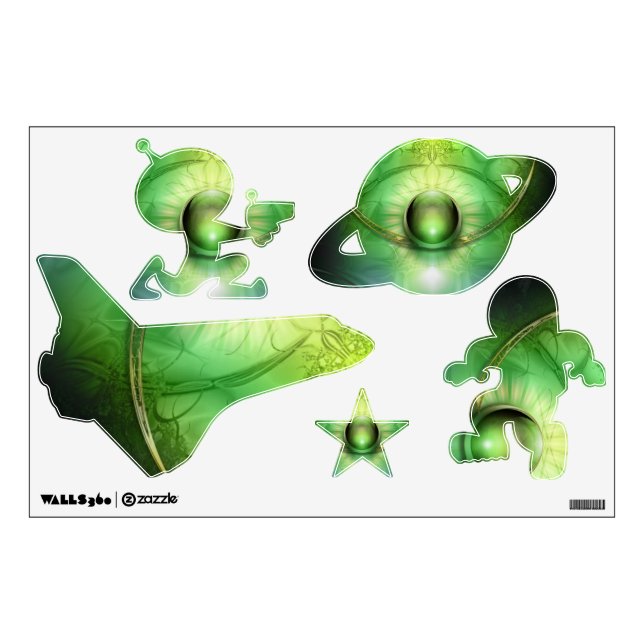 Big Green Marble Outer Space Set Wall Decals (Front)