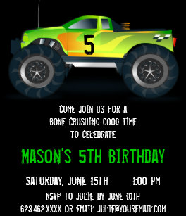 monster truck birthday invitations zazzle