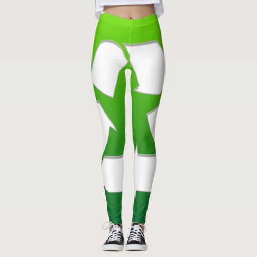 Big Green Recycling Sign Leggings