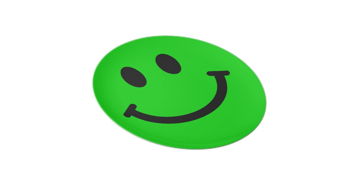 Big Green Smiley Face Plate | Zazzle.com