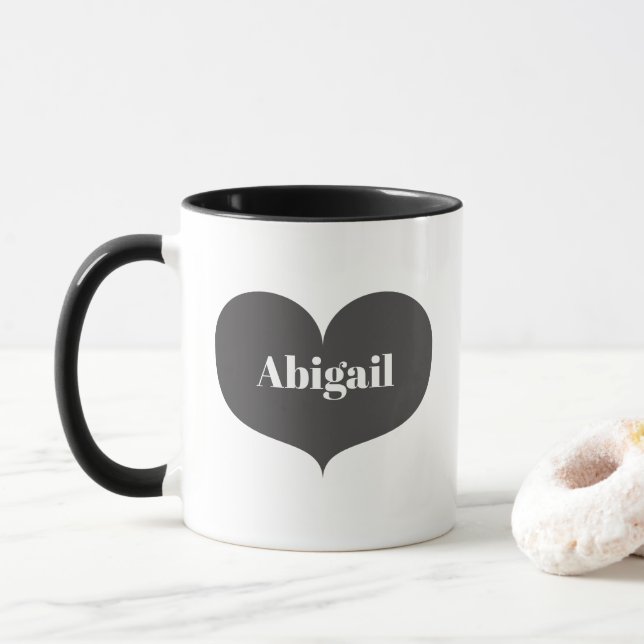 Big Grey Heart Personalized Mug (With Donut)