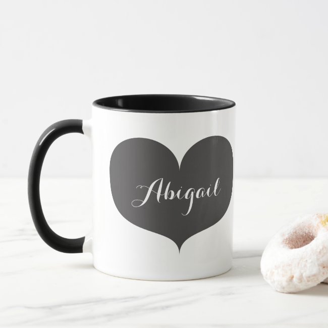 Big Grey Heart Personalized Mug