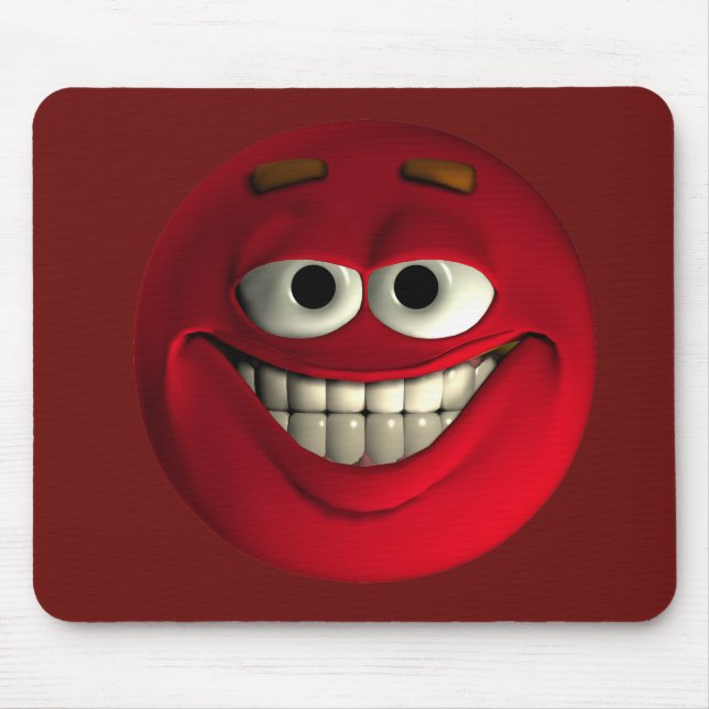Big Grin Red Emoticon Mouse Pad (Front)