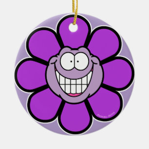 Big Grinning Purple Flower Ornament
