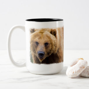 Big Grizzly Bear Close Enough Two-Tone Coffee Mug