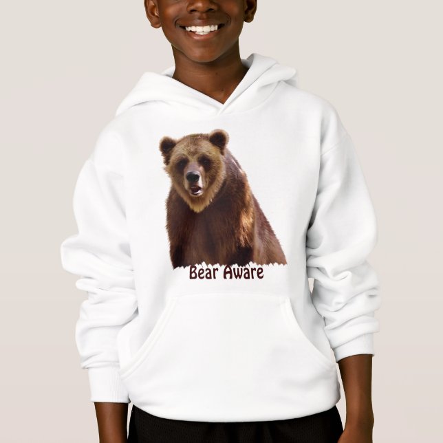 Big Grizzly Bear Wildlife Art Gift Hoodie (Front)