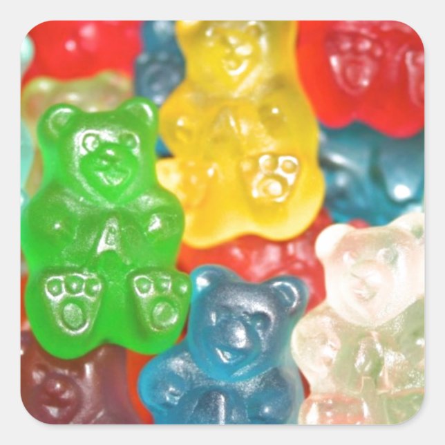 Big gummy bears pattern for big & small,candy,fun square sticker (Front)