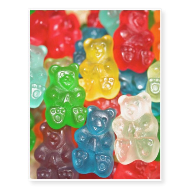 Big gummy bears pattern for big & small,candy,fun, temporary tattoos (Front)
