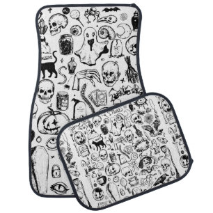 Big halloween doodles collection. Hand drawn vinta Car Floor Mat