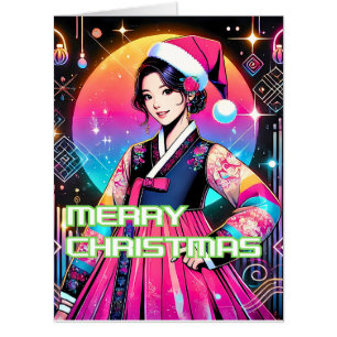 Big Hanbok Women Christmas and Happy New Year Card