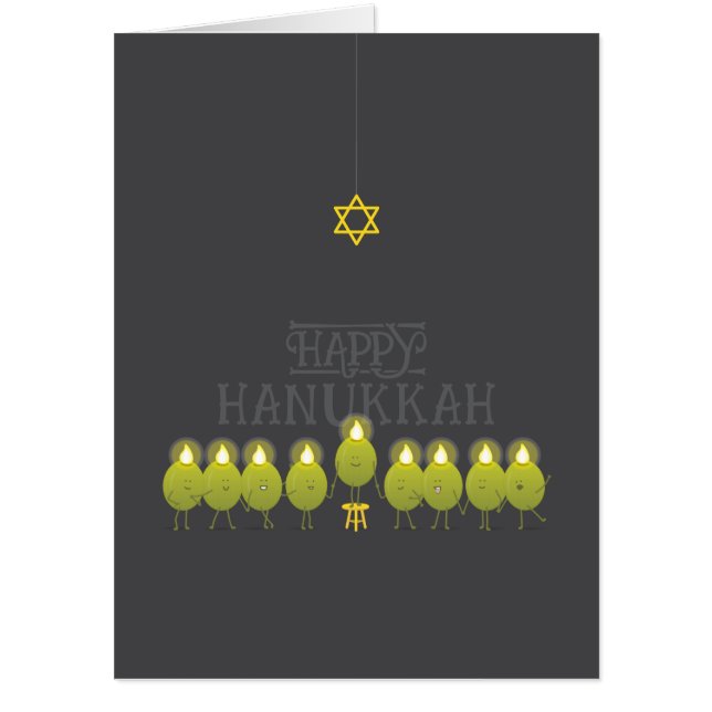 BIG Hanukkah Olive Menorah | Dark Gray Company Card (Front)