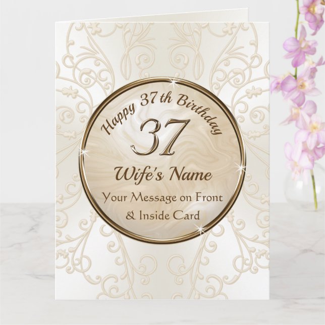 Big, Happy 37th Birthday Card for Wife (Orchid)