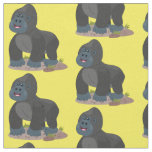 Big happy gorilla cartoon illustration fabric