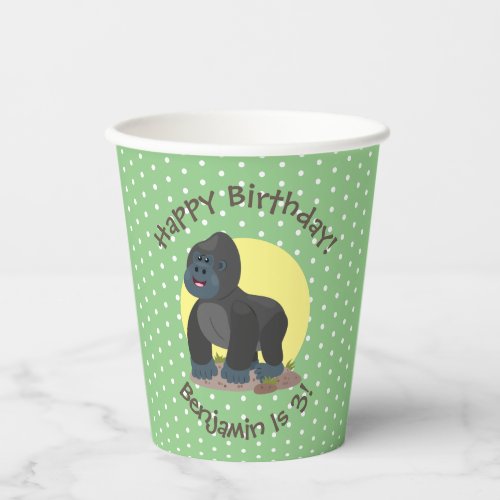 Big happy gorilla cartoon illustration paper cups
