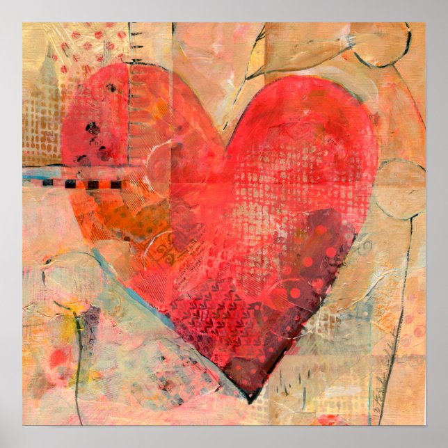 Big Happy Heart  Mixed Media Art Poster (Front)
