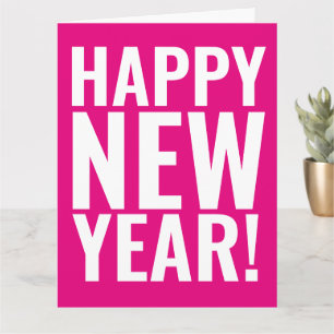 Big Happy New Year card with fun modern typography