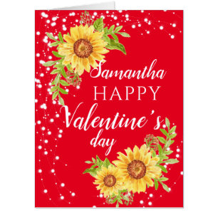 Big Happy Valentine's Floral Sunflower Card