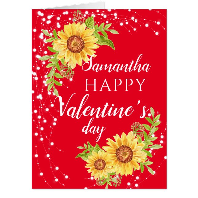 Big Happy Valentine's Floral Sunflower Card (Front)
