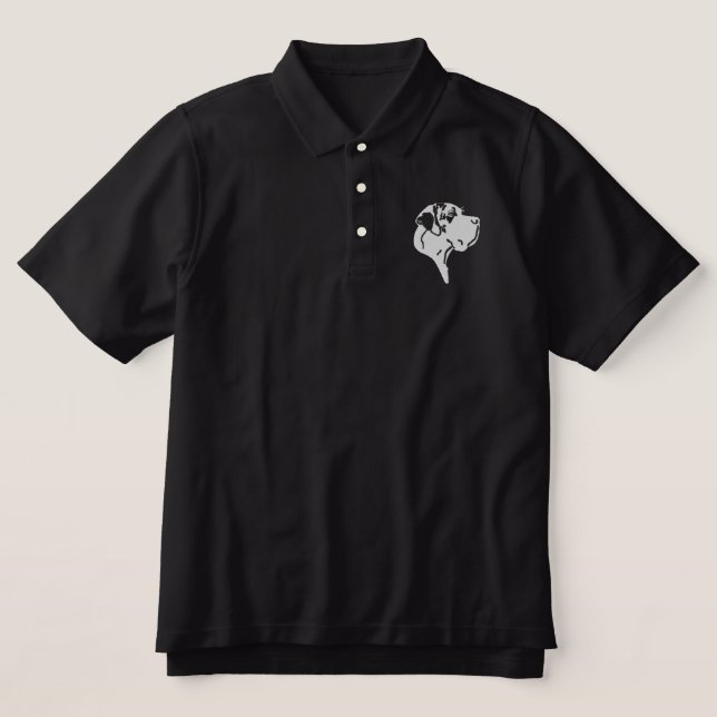 Big harlequin Great Dane embroidered polo shirt (Design Front)