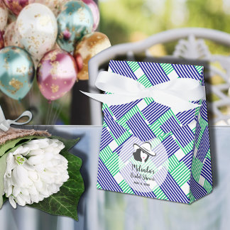 Big Hat Bridal Shower Navy Green Stripes Tent Favor Boxes