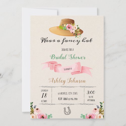 Big hat bridal shower party invitation