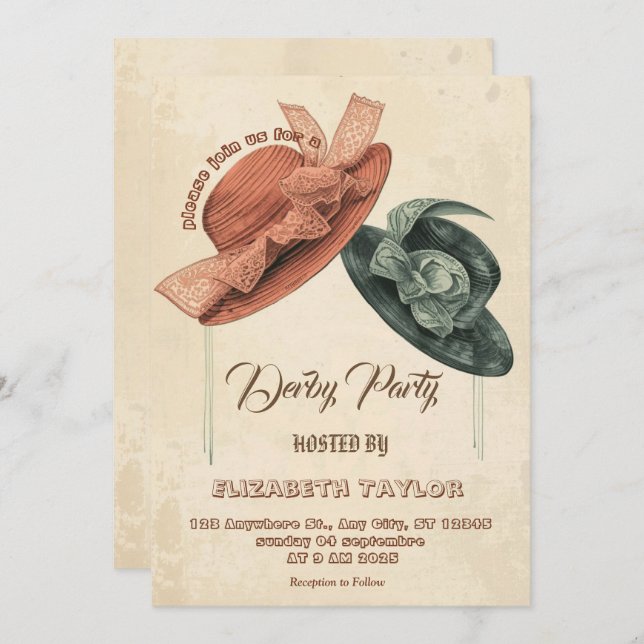 Big Hat Derby Party Invitation (Front/Back)