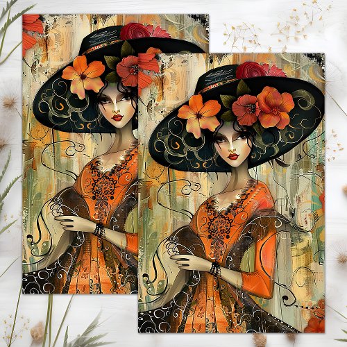 BIG HAT FASHION GIRL DECOUPAGE TISSUE PAPER