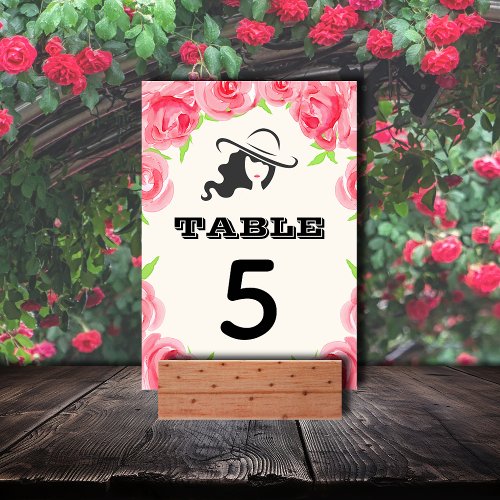 Big Hat Lady and Roses Derby Party Table Number