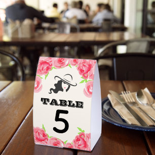 Big Hat Lady and Roses Derby Party Table Number Paper Table Tent