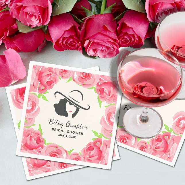 Big Hat Lady Roses Derby Bridal Shower Napkins (Creator Uploaded)