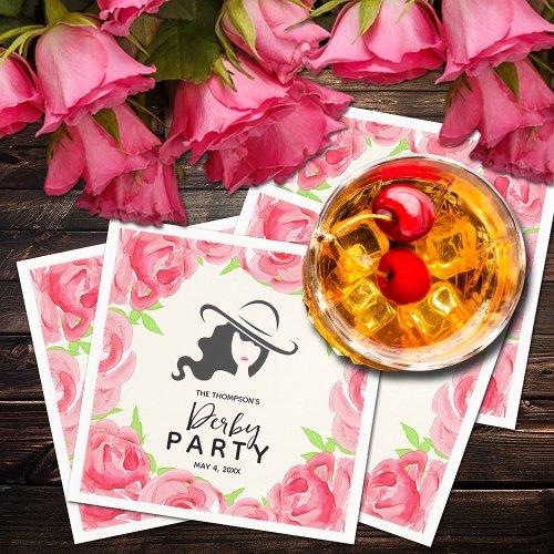 Big Hat Lady Roses Derby Party Napkins