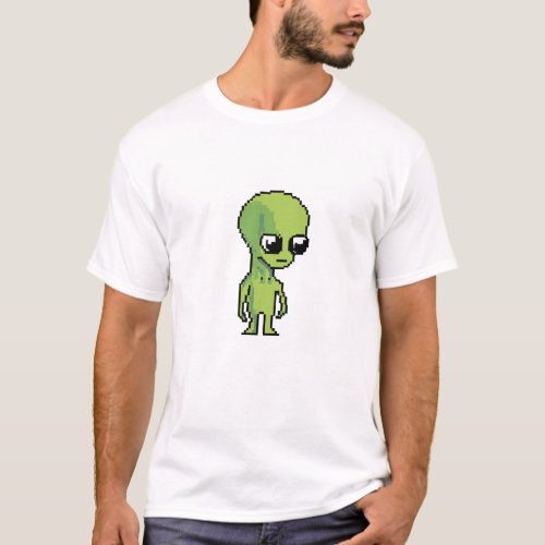 Big Head Alien Pixel Art T_Shirt