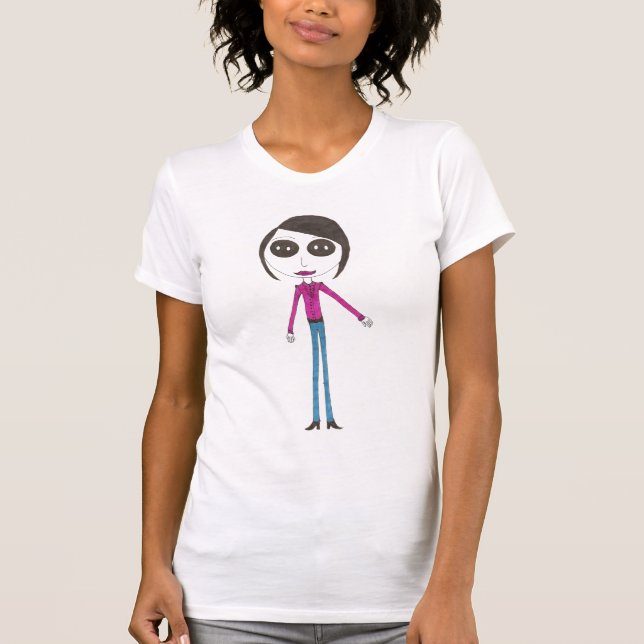 Big Head Button girl T-Shirt (Front)