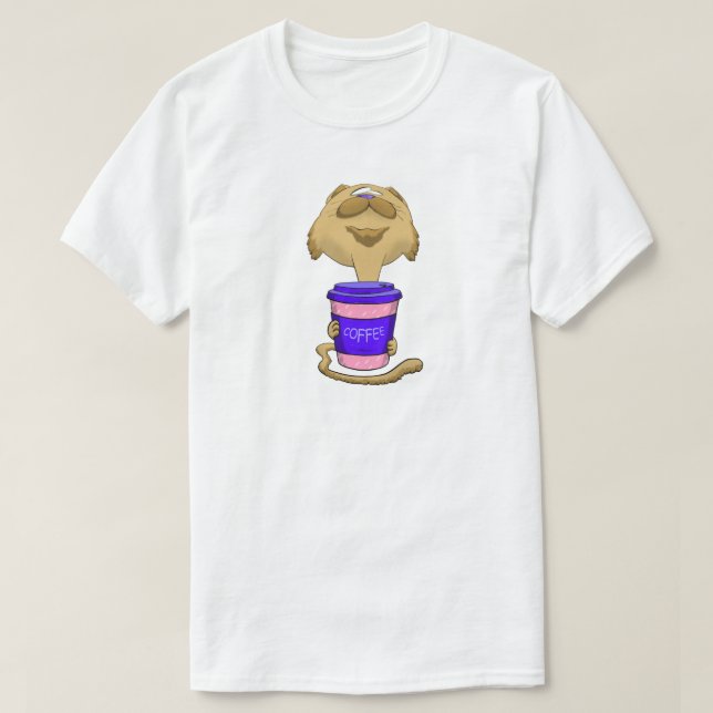 Big Head Coffee Cat T-Shirt (Design Front)