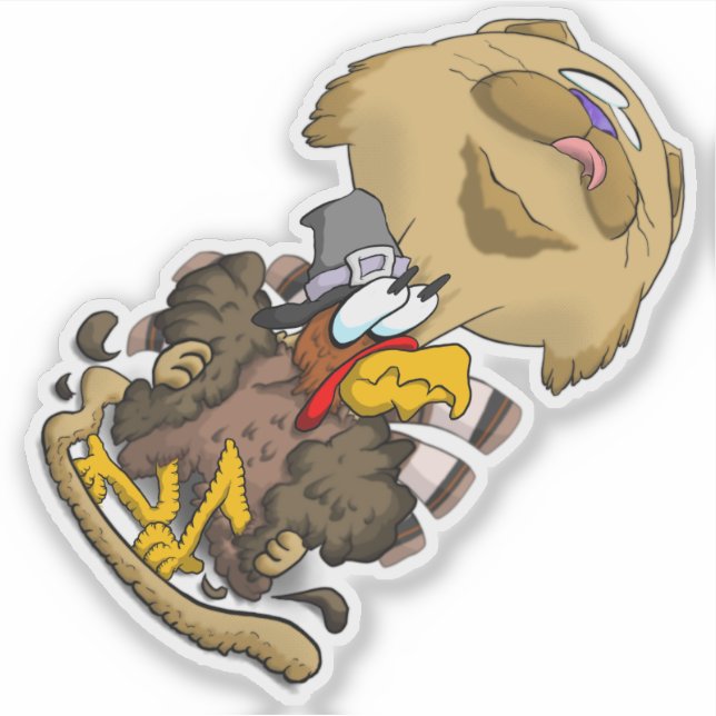 Big Head Thanksgiving Cat Sticker (Front)