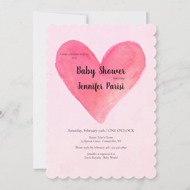 Big Heart Baby Shower Invitations (Front)