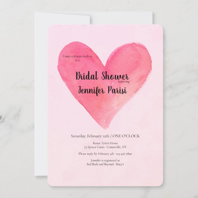 Big Heart Bridal Shower Invitations (Front)