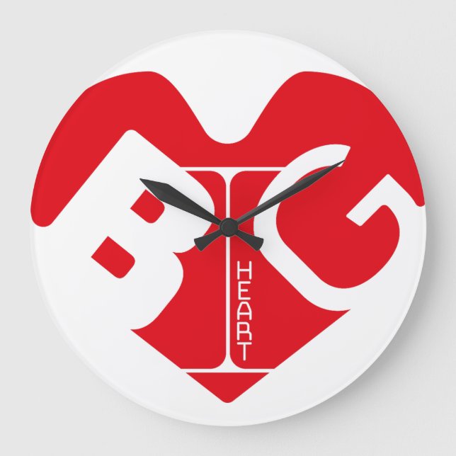 Big heart/Corazon Grande love by Masanser pixelat Large Clock (Front)