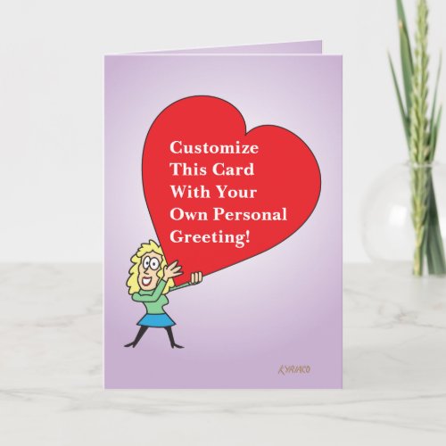 Big Heart Custom Greeting Card With Cartoon Girl 0