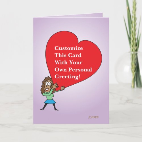 Big Heart Custom Greeting Card With Cartoon Girl 1