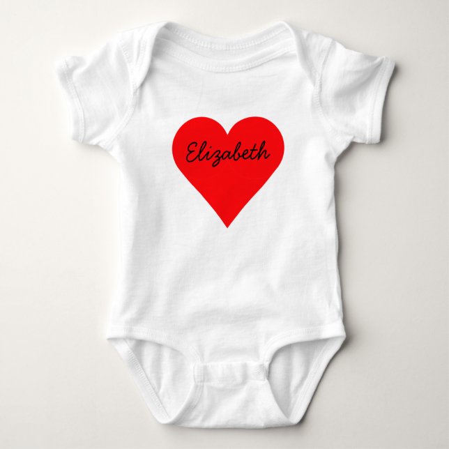 Big Heart Custom Valentine's Day Baby Bodysuit (Front)