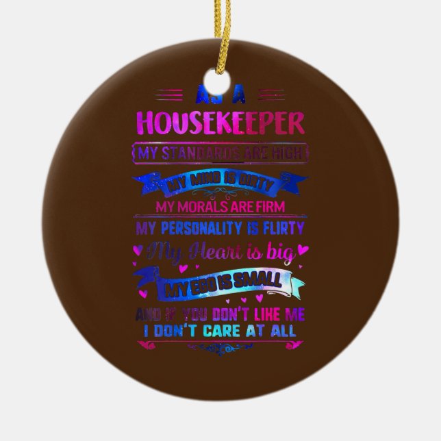 Big Heart Direct Support Person Housekeeper Life Ceramic Ornament (Front)