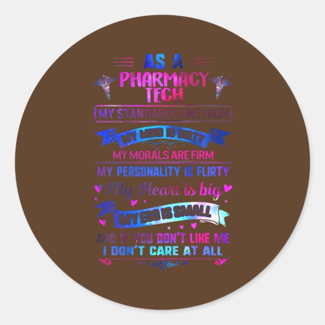Big Heart Direct Support Person Pharmacy Tech Classic Round Sticker (Front)