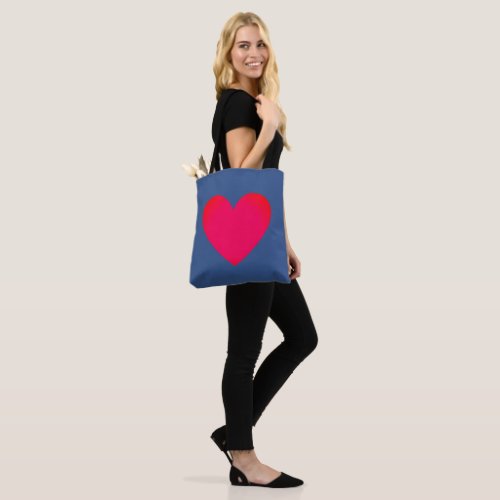 Big Heart Editable Blue Laptop Tote Bag