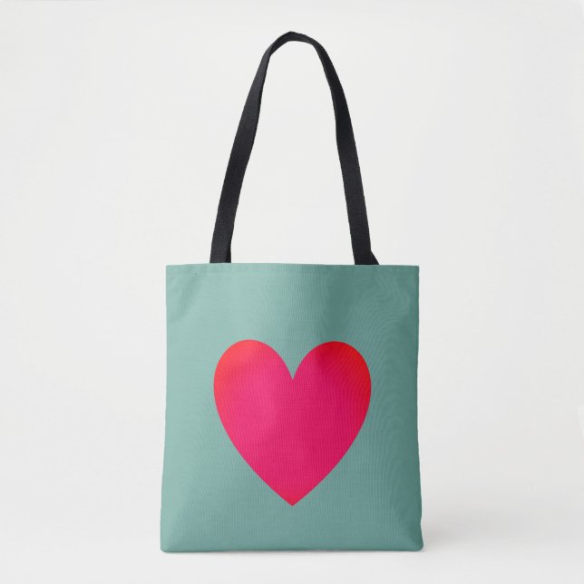 Big Heart Editable Red Laptop Tote Bag (Front)