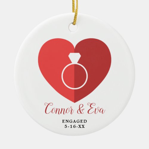 Big Heart Personalized Newly Engaged Engagement Ceramic Ornament
