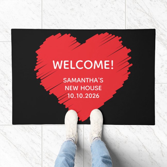 Big Heart Sketch Welcome Loves Doormat