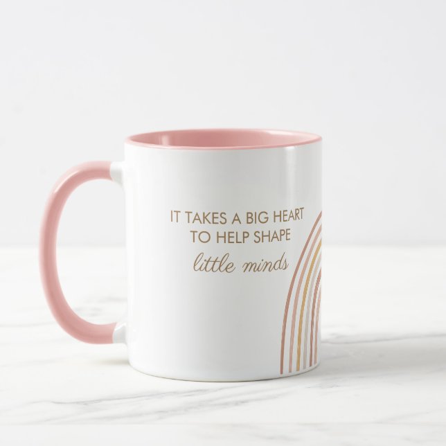 Big Heart Teacher Educator Boho Rainbow Mug (Left)