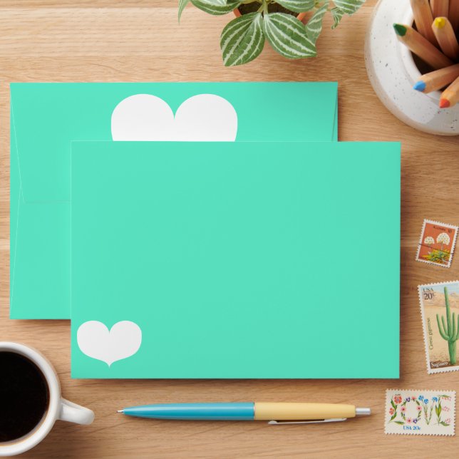 Big Heart - Teal Greeting Card Envelope (Desk)